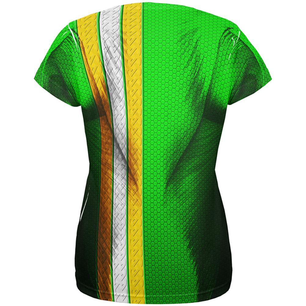 St Patrick's Day Irish Champion Superhero Costume All Over Womens T Shirt Women's T-Shirts Old Glory