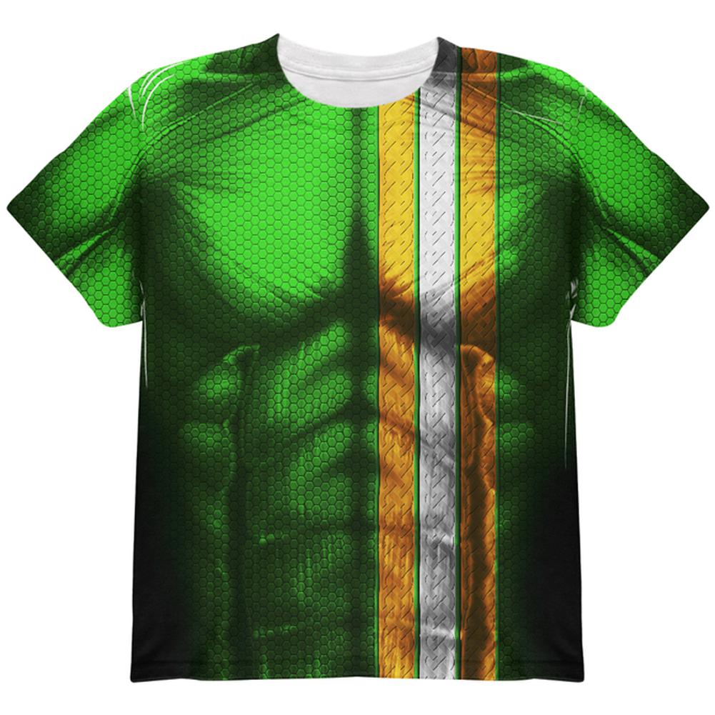 St Patrick's Day Irish Champion Superhero Costume All Over Youth T Shirt Youth T-Shirts Old Glory LG Multi
