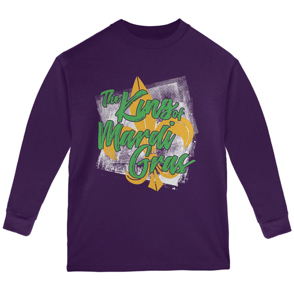 The King of Mardi Gras Youth Long Sleeve T Shirt Youth Long Sleeves Old Glory LG Purple