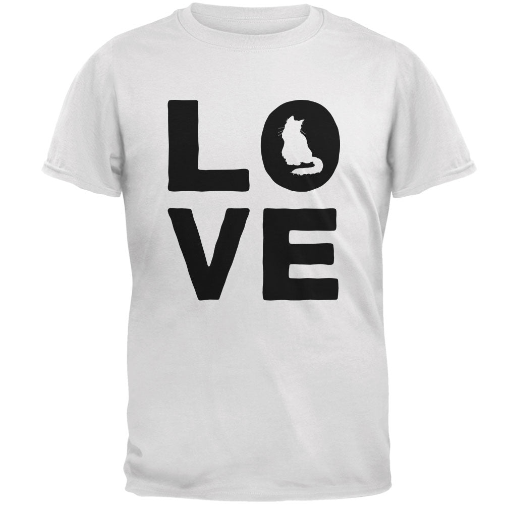 Cat Love Mens T Shirt Men's T-Shirts Old Glory 2XL White