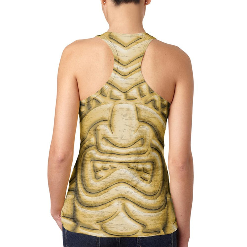 Tiki God Gold Face Luau Juniors Burnout Racerback Tank Top Juniors Tank Tops Old Glory