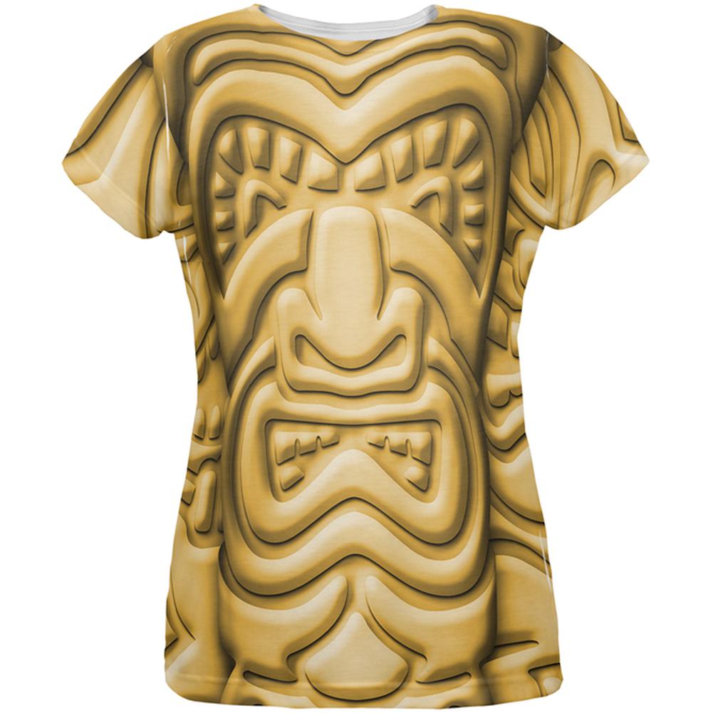 Tiki God Gold Face Luau All Over Womens T Shirt Women's T-Shirts Old Glory 2XL Multi