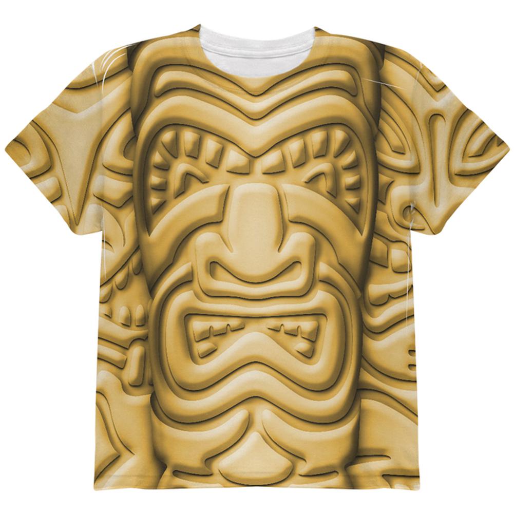 Tiki God Gold Face Luau All Over Youth T Shirt Youth T-Shirts Old Glory LG Multi