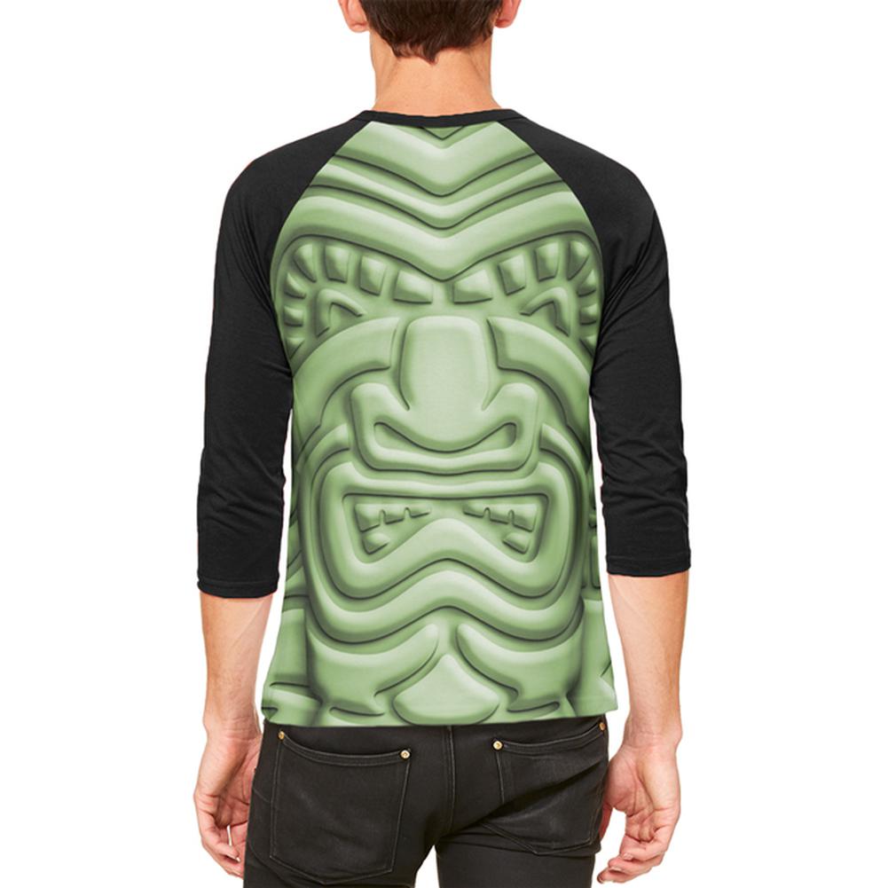 Tiki God Green Face Luau Mens Raglan T Shirt Men's T-Shirts Old Glory