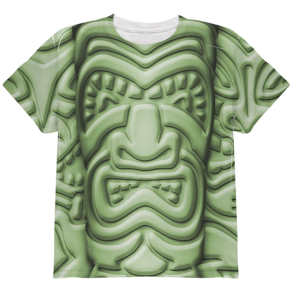 Tiki God Green Face Luau All Over Youth T Shirt Youth T-Shirts Old Glory LG Multi