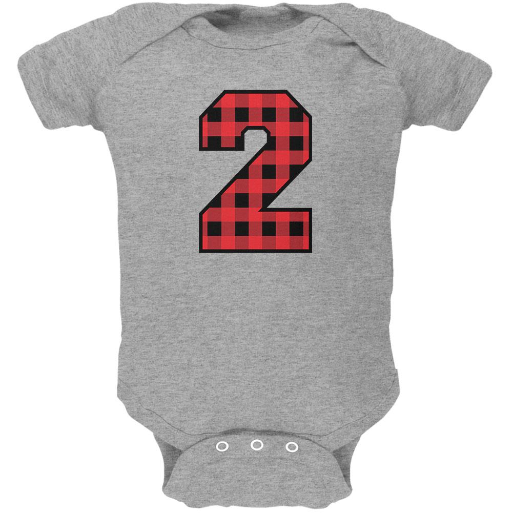 Birthday Kid Lumberjack Plaid 2 2nd Second Soft Baby One Piece Baby One Piece Old Glory 12-18M Heather