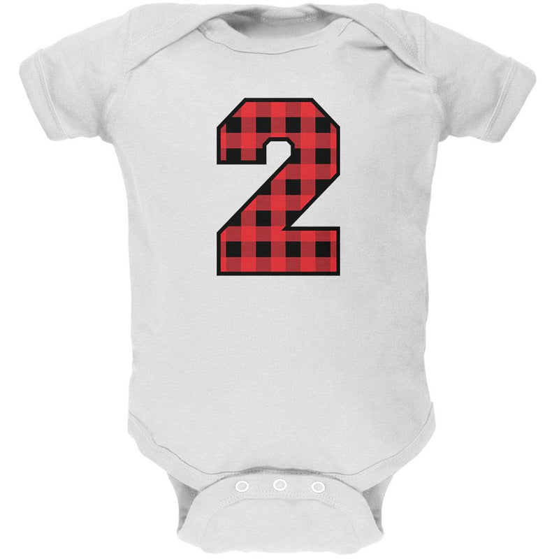 Birthday Kid Lumberjack Plaid 2 2nd Second Soft Baby One Piece Baby One Piece Old Glory 12-18M White