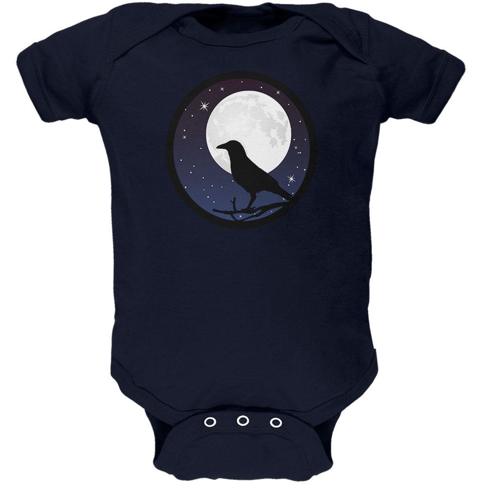 Raven Crow Moon Night Sky Silhoutte Soft Baby One Piece Baby One Piece Old Glory 0-3M Navy