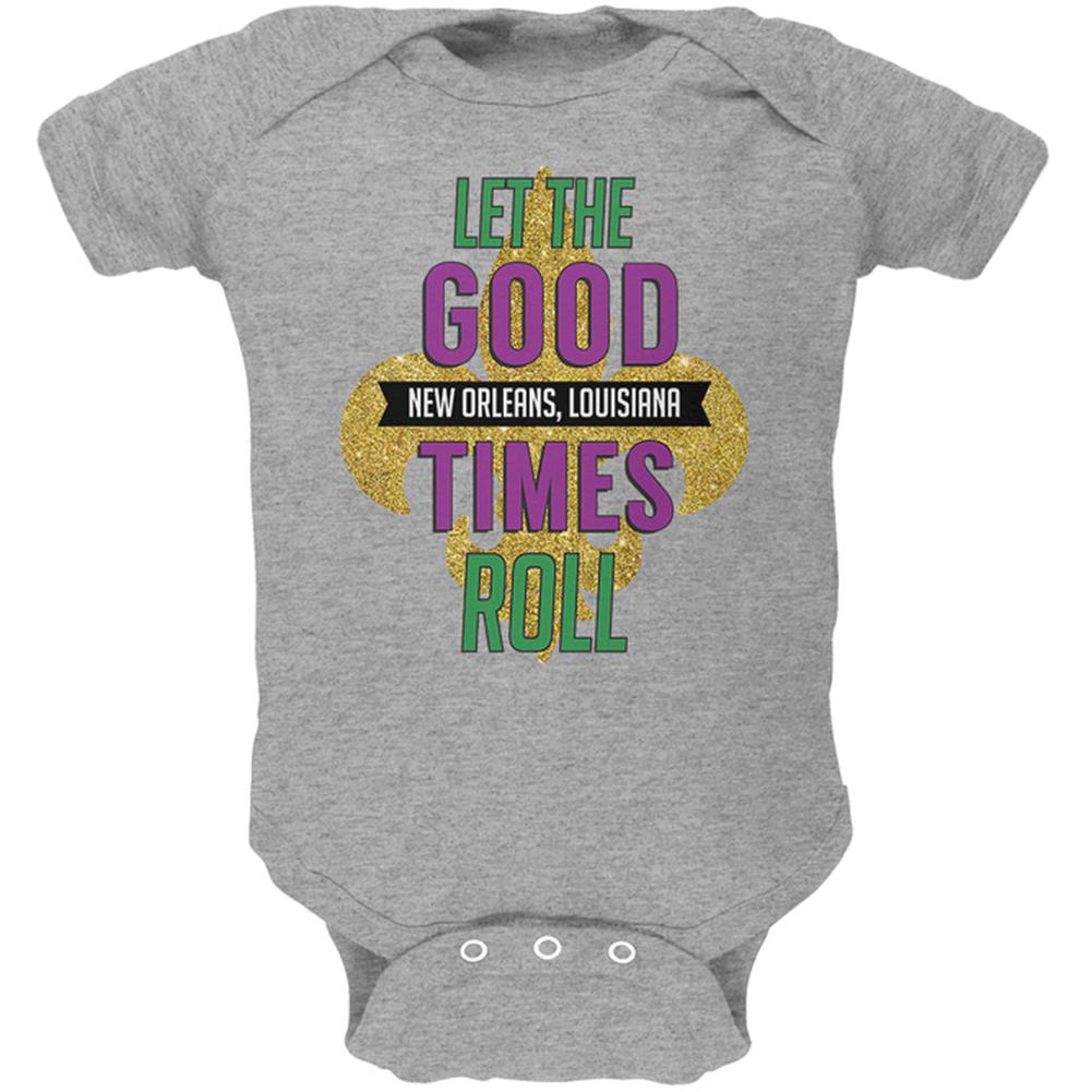 Mardi Gras Let the Good Times Roll Soft Baby One Piece Baby One Piece Old Glory 0-3M Heather