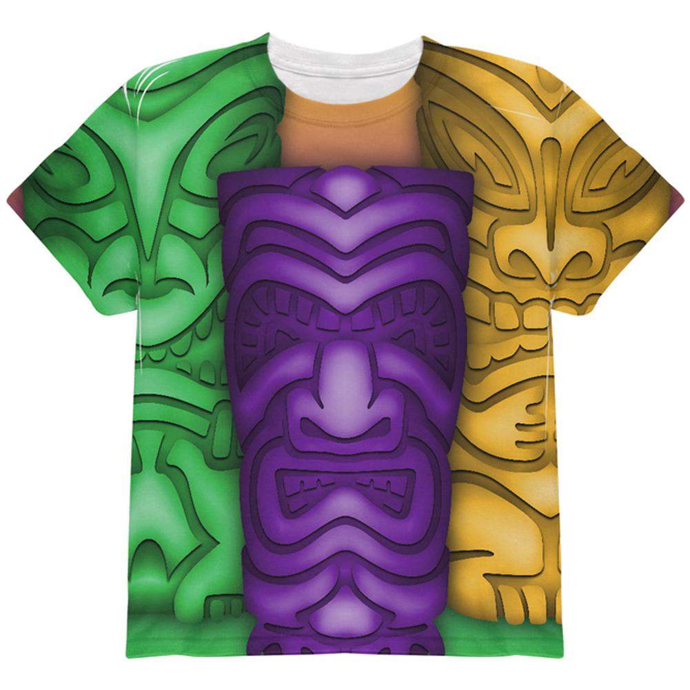 Mardi Gras Tiki Glass Party All Over Youth T Shirt Youth T-Shirts Old Glory LG Multi