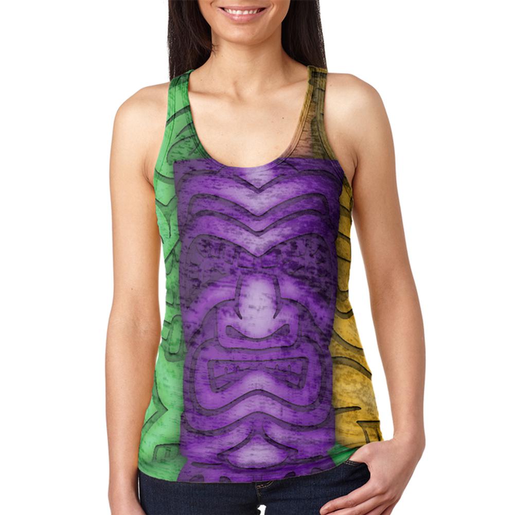 Mardi Gras Tiki Glass Party Juniors Burnout Racerback Tank Top Juniors Tank Tops Old Glory 2XL Multi