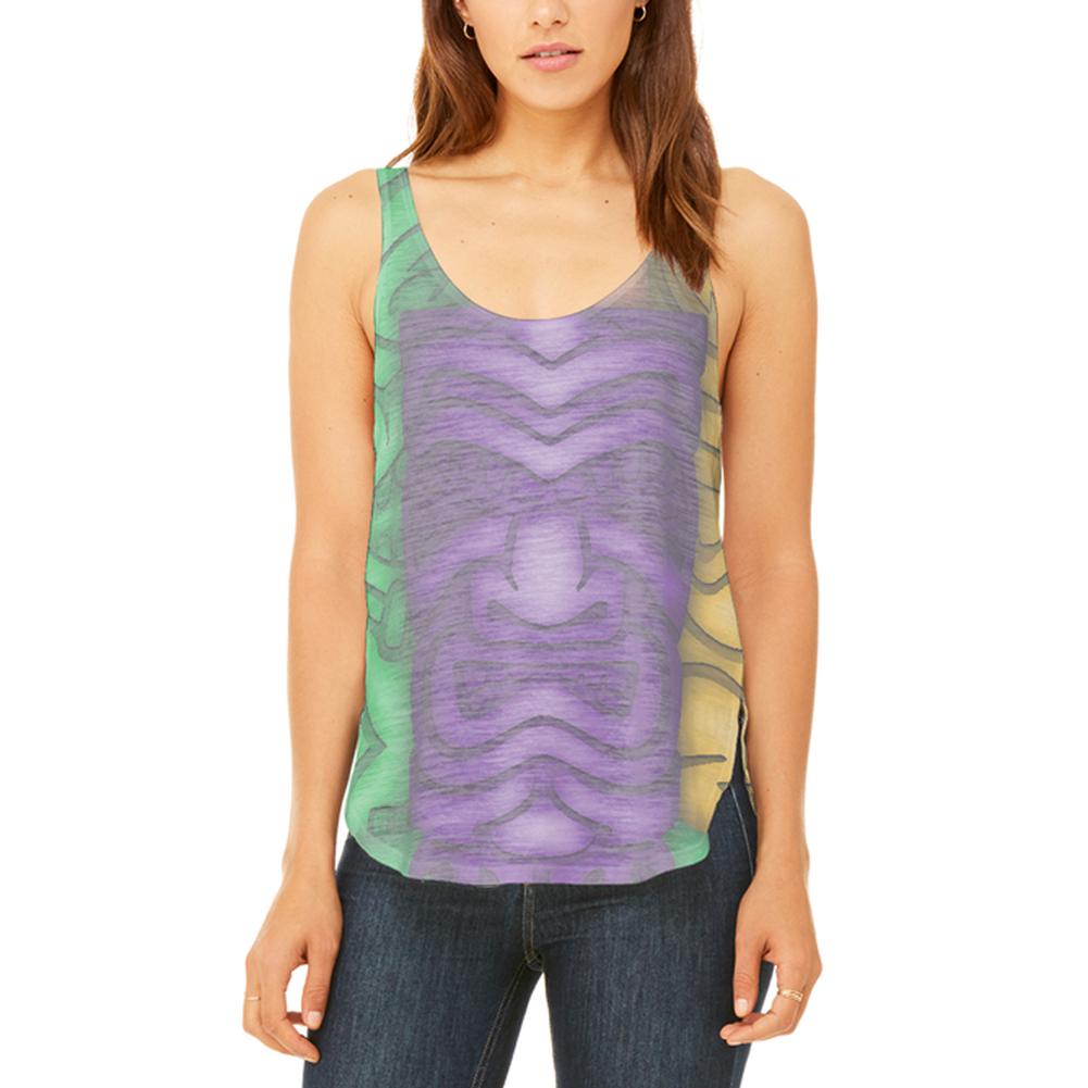 Mardi Gras Tiki Glass Party Juniors Flowy Side Slit Tank Top Juniors Tank Tops Old Glory 2XL Multi