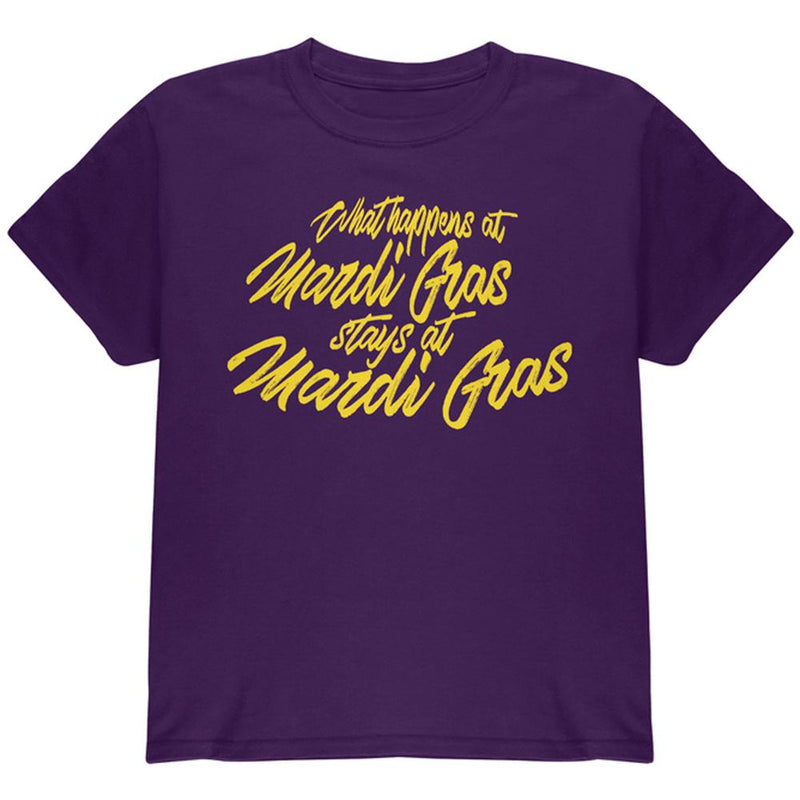 What Happens at Mardi Gras Stays Youth T Shirt Youth T-Shirts Old Glory LG Purple