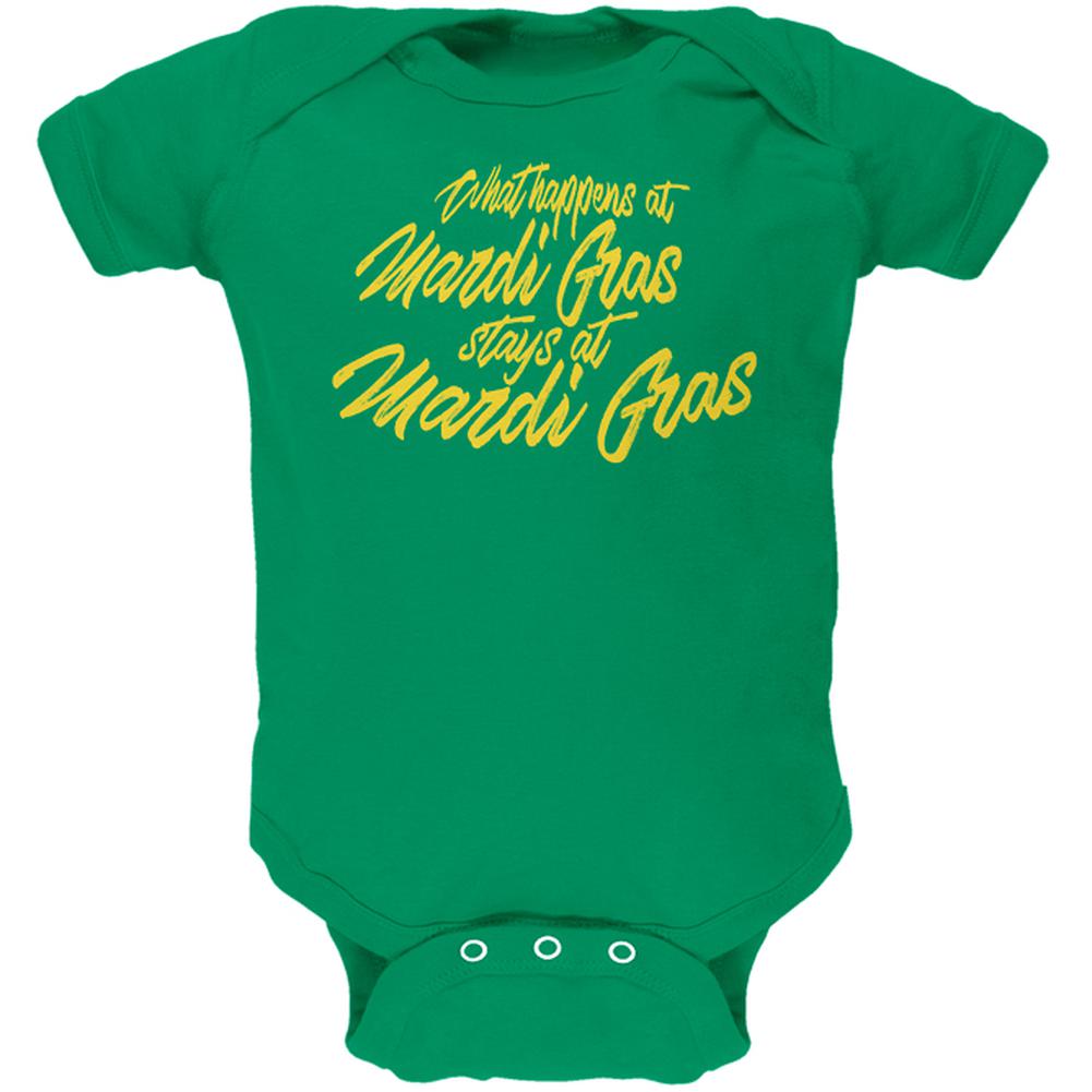 What Happens at Mardi Gras Stays Soft Baby One Piece Baby One Piece Old Glory 0-3M Kelly Green