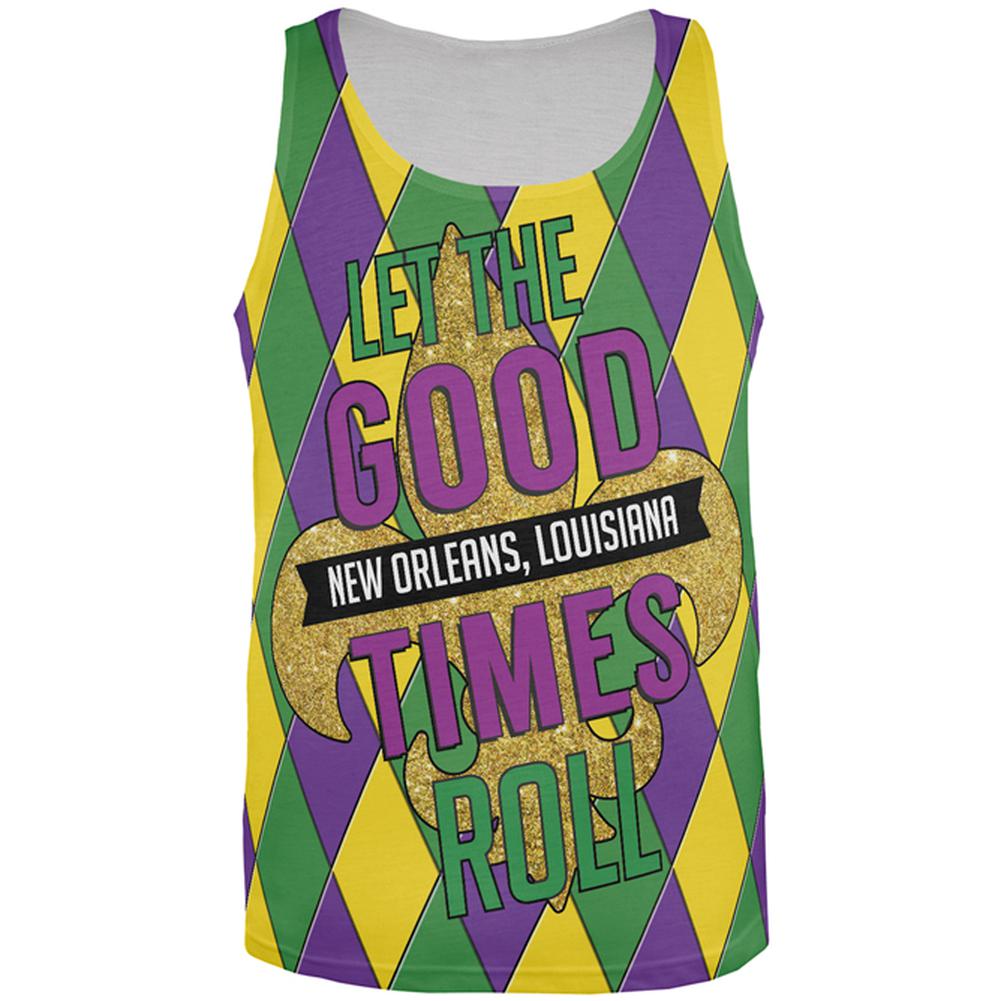 Mardi Gras Let the Good Times Roll Jester All Over Mens Tank Top Men's Tank Tops Old Glory 2XL Multi