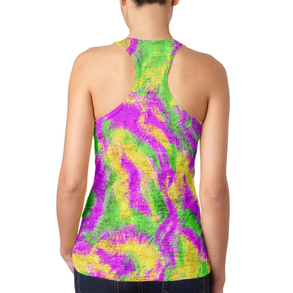 Mardi Gras Bourbon Street Monster Costume Juniors Burnout Racerback Tank Top Juniors Tank Tops Old Glory
