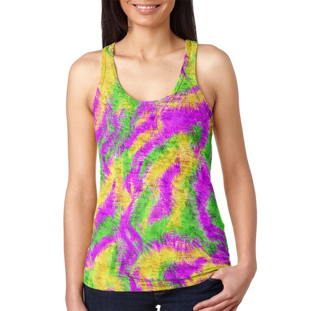 Mardi Gras Bourbon Street Monster Costume Juniors Burnout Racerback Tank Top Juniors Tank Tops Old Glory 2XL Multi