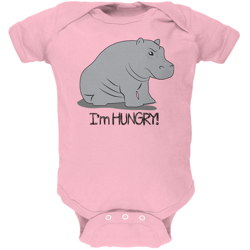 Hippo I'm Hungry Angry Funny Soft Baby One Piece Baby One Piece Old Glory 0-3M Light Pink