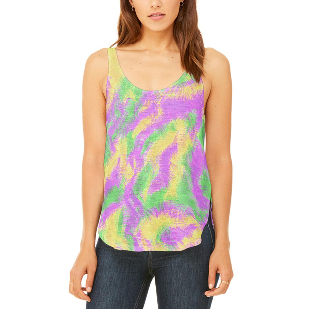 Mardi Gras Bourbon Street Monster Costume Juniors Flowy Side Slit Tank Top Juniors Tank Tops Old Glory 2XL Multi