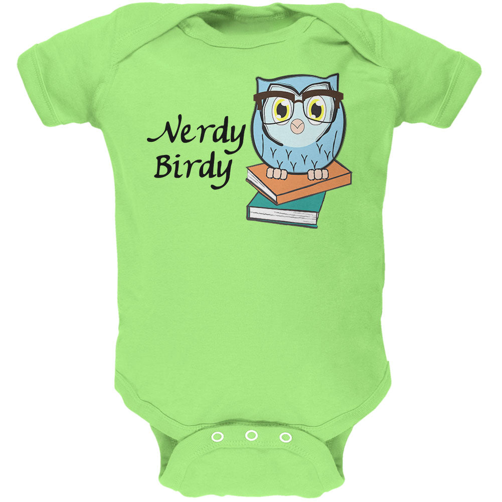 Owl Nerdy Birdy Funny Rhyme Soft Baby One Piece Baby One Piece Old Glory 0-3M Key Lime