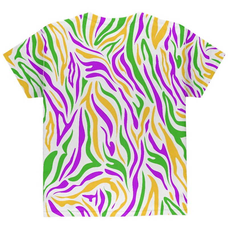 Mardi Gras Booze Boobs Beads Zebra Costume All Over Youth T Shirt Youth T-Shirts Old Glory