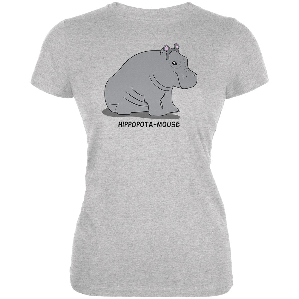 Hippo Mouse Hippopotamouse Funny Pun Juniors Soft T Shirt Juniors T-Shirts Old Glory 2XL Heather