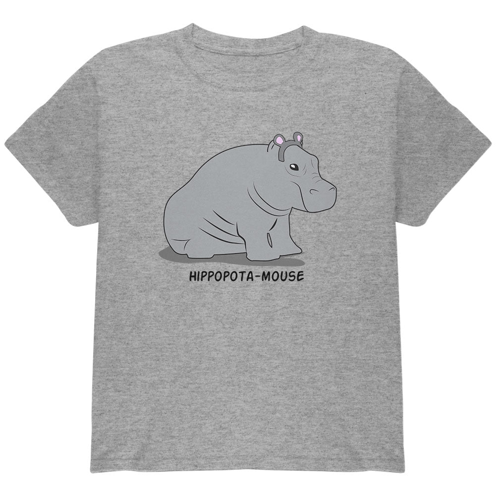 Hippo Mouse Hippopotamouse Funny Pun Youth T Shirt Youth T-Shirts Old Glory YLG Heather
