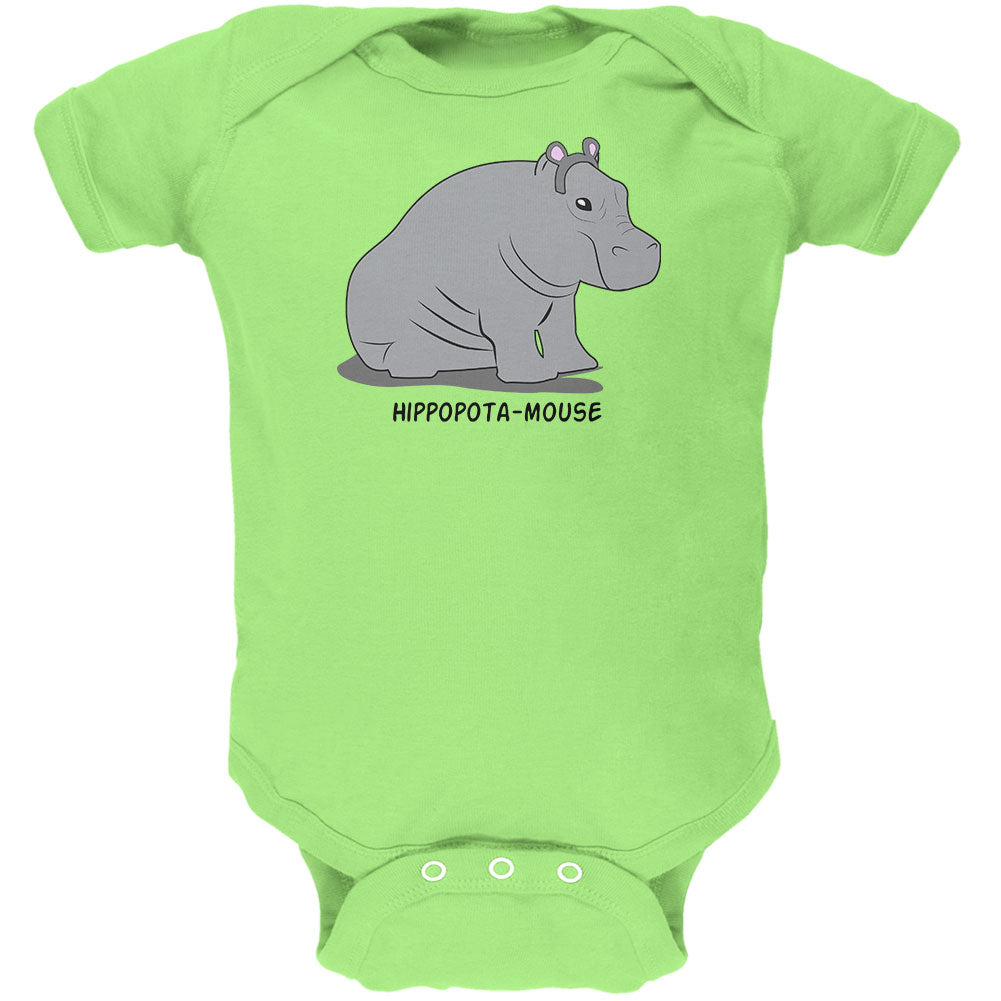 Hippo Mouse Hippopotamouse Funny Pun Soft Baby One Piece Baby One Piece Old Glory 0-3M Key Lime