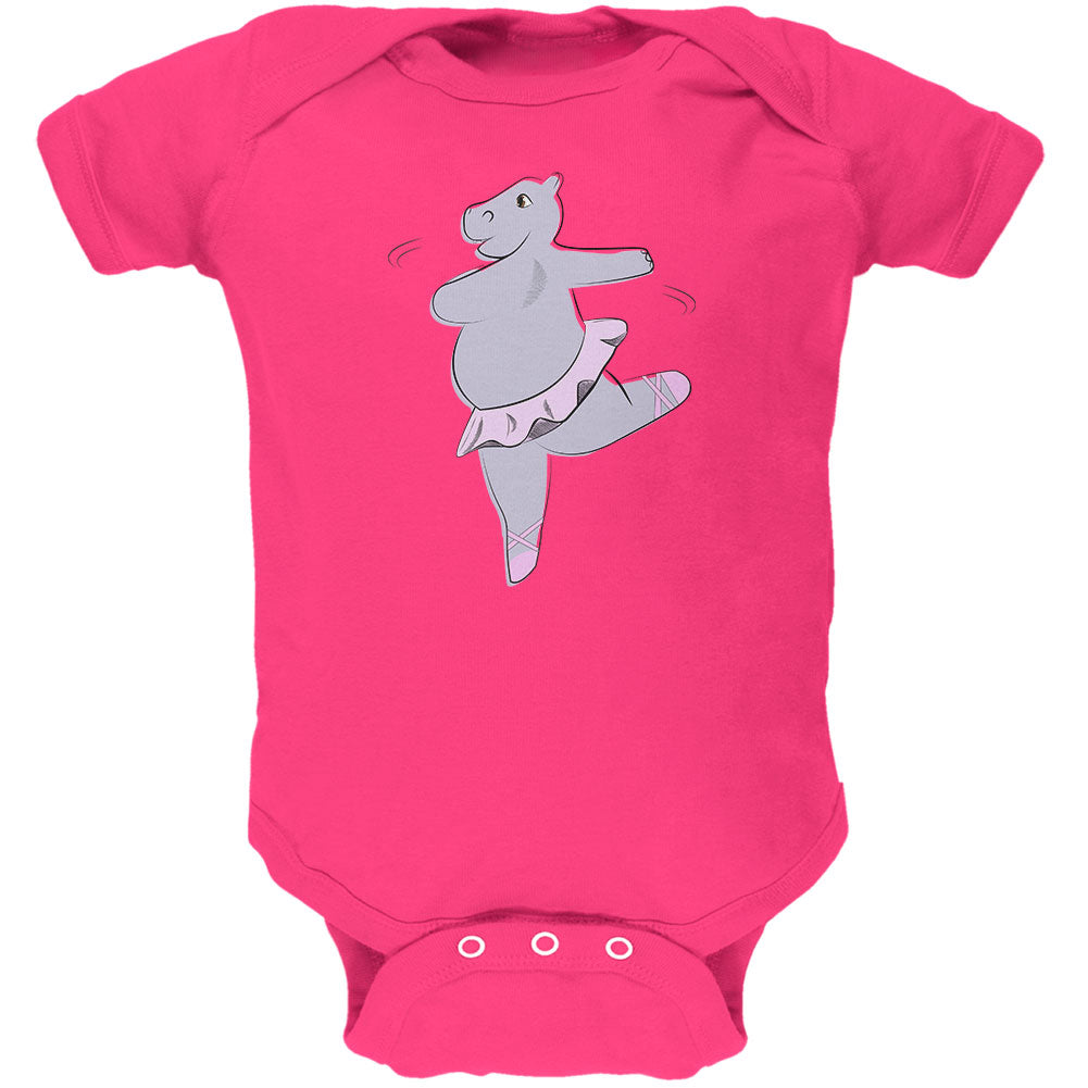 Dancing Hippo Ballerina Cute Soft Baby One Piece Baby One Piece Old Glory 0-3M Hot Pink