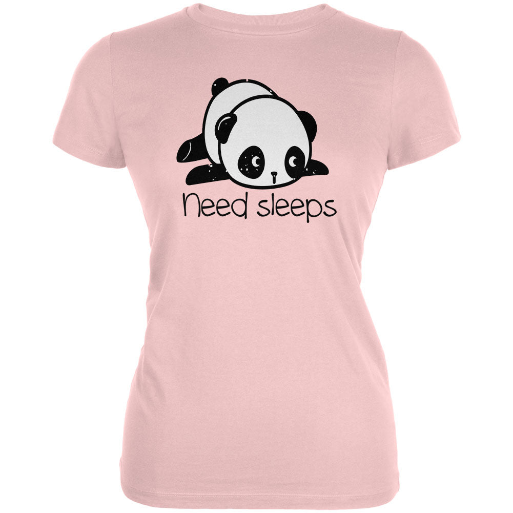 Panda Need Sleep Juniors Soft T Shirt Juniors T-Shirts Old Glory 2XL Blush Pink