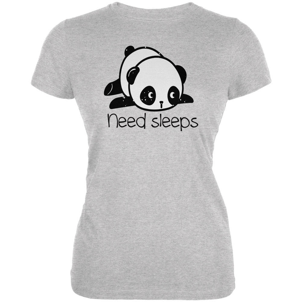 Panda Need Sleep Juniors Soft T Shirt Juniors T-Shirts Old Glory LG Heather