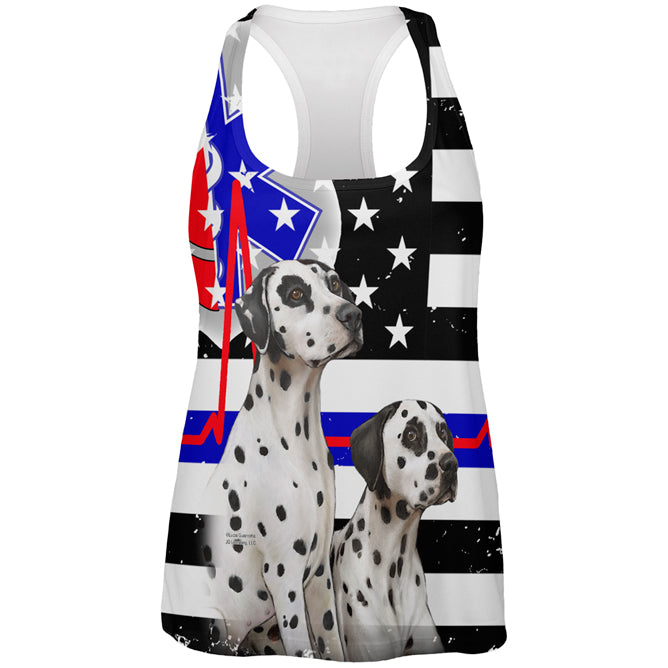 Firefighter EMT Dalmatian Live Forever Thin Red Line Flag Womens Work Out Tank Top Women's Tank Tops Old Glory 2XL Multicolored