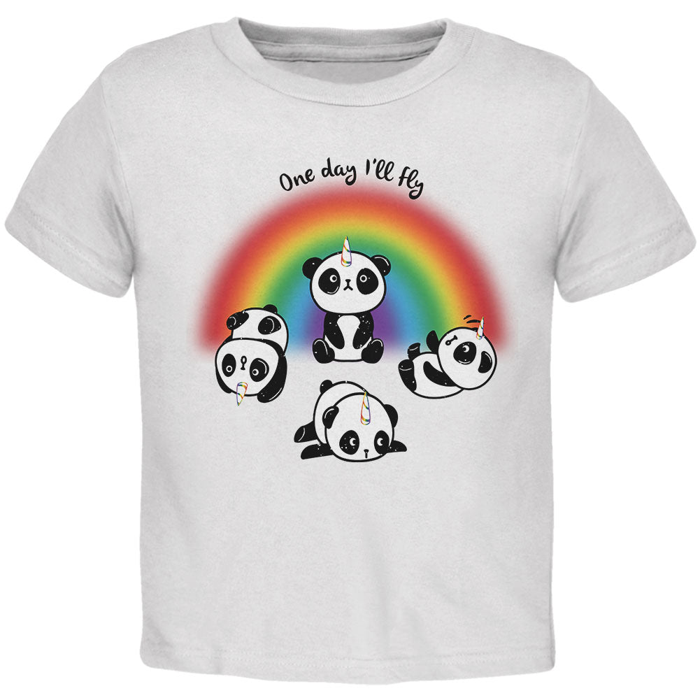 Panda Pandicorn One Day I'll Fly Toddler T Shirt Toddler T-Shirts Old Glory 2T White