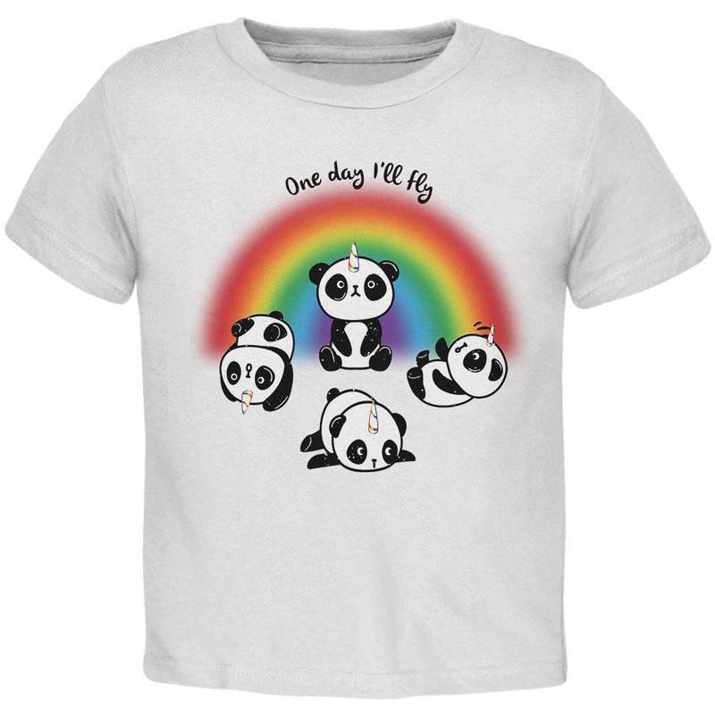 Panda Pandicorn One Day I'll Fly Toddler T Shirt Toddler T-Shirts Old Glory 2T White
