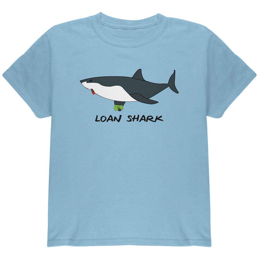 Loan Shark Great White Funny Pun Youth T Shirt Youth T-Shirts Old Glory YLG Light Blue