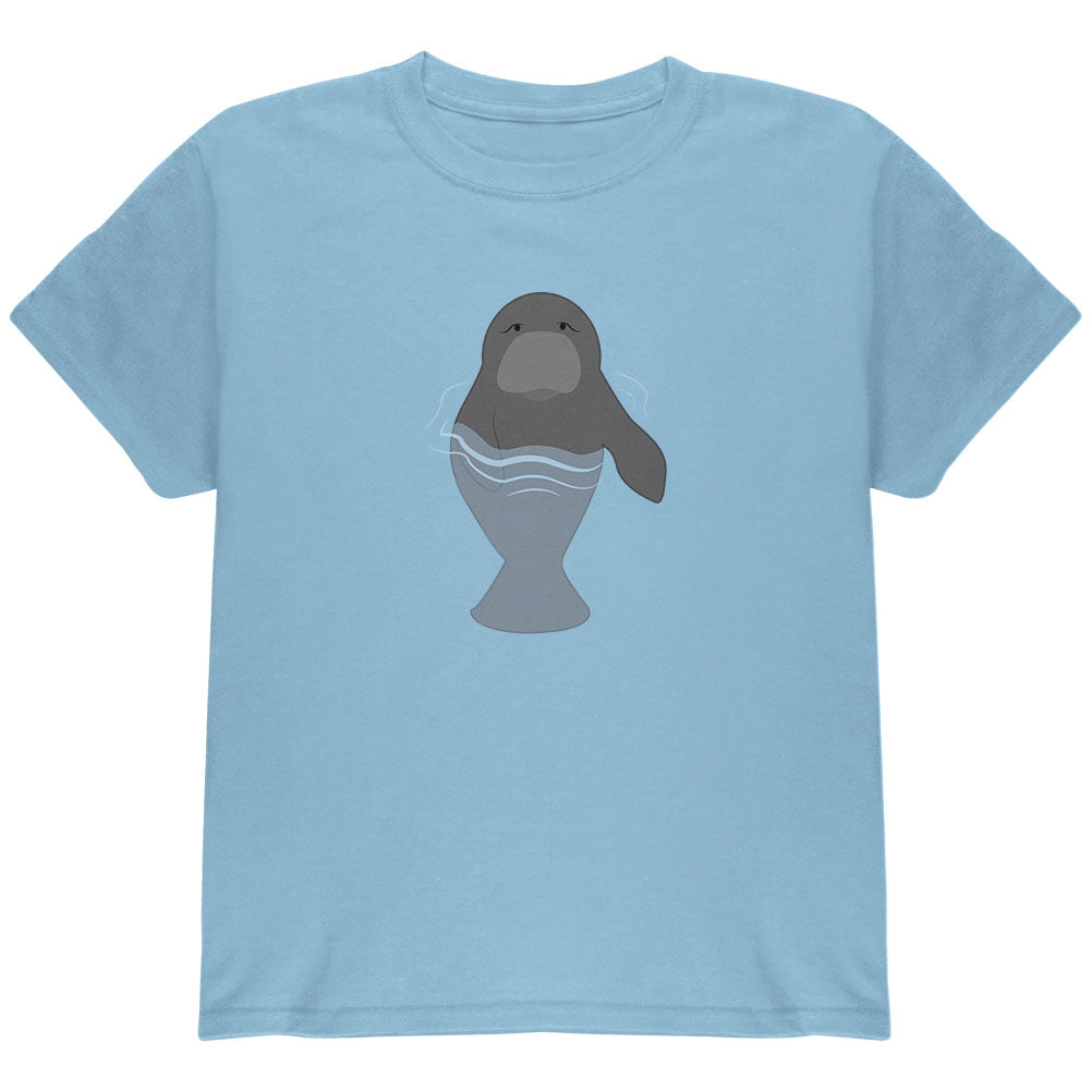 Manatee in Water Cute Youth T Shirt Youth T-Shirts Old Glory YLG Light Blue