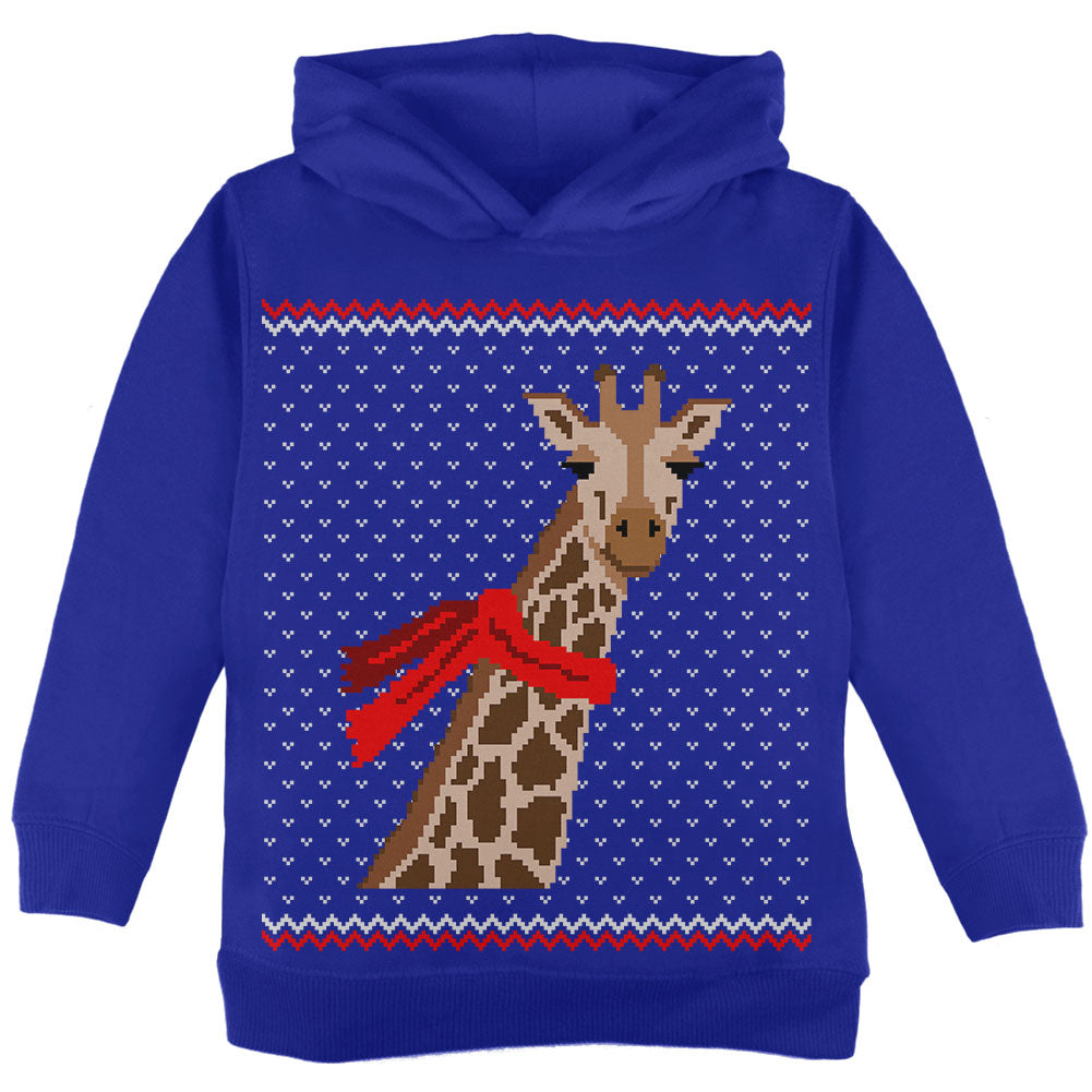 Big Giraffe Scarf Ugly Christmas Sweater Toddler Hoodie Toddler Hoodies Old Glory 2T Blue