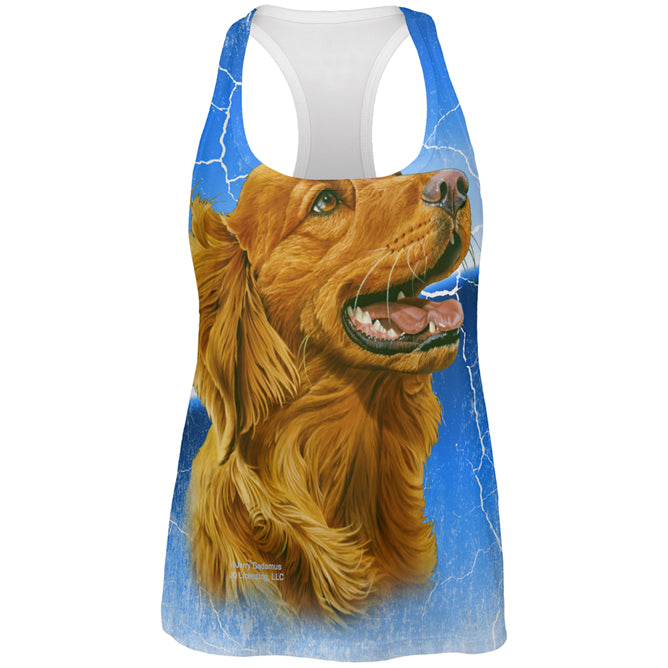 Golden Retriever Live Forever All Over Womens Work Out Tank Top Women's Tank Tops Old Glory 2XL Multi