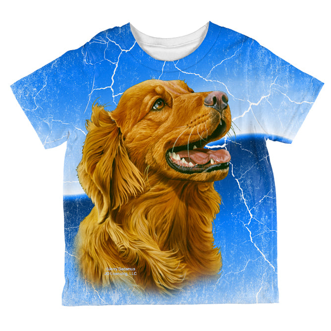 Golden Retriever Live Forever All Over Toddler T Shirt Toddler T-Shirts Old Glory 2T Multi
