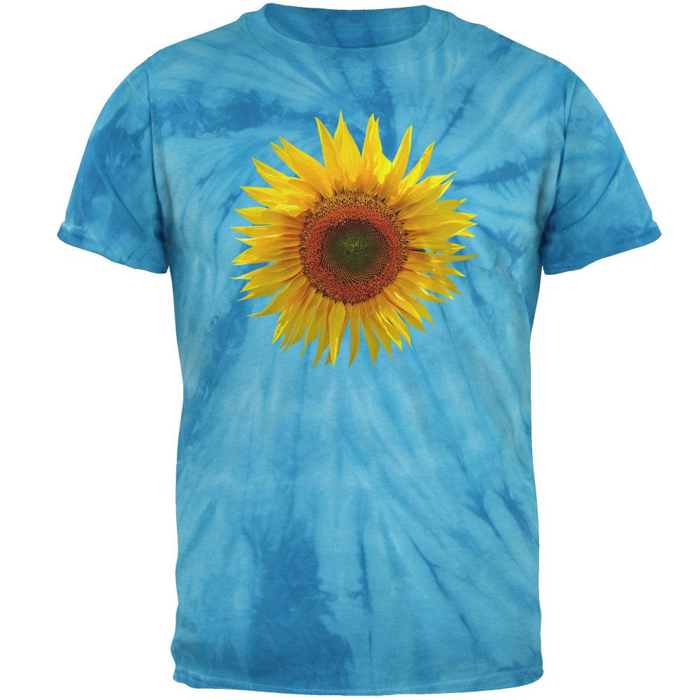 Giant Sunflower Men's T Shirt Men's T-Shirts Old Glory MD Pinwheel Blue Tie Dye