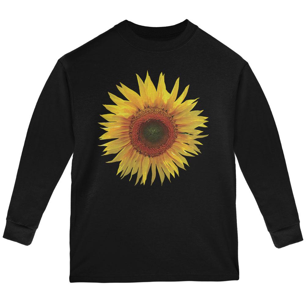 Giant Sunflower Youth Long Sleeve T Shirt Youth Long Sleeves Old Glory LG Black