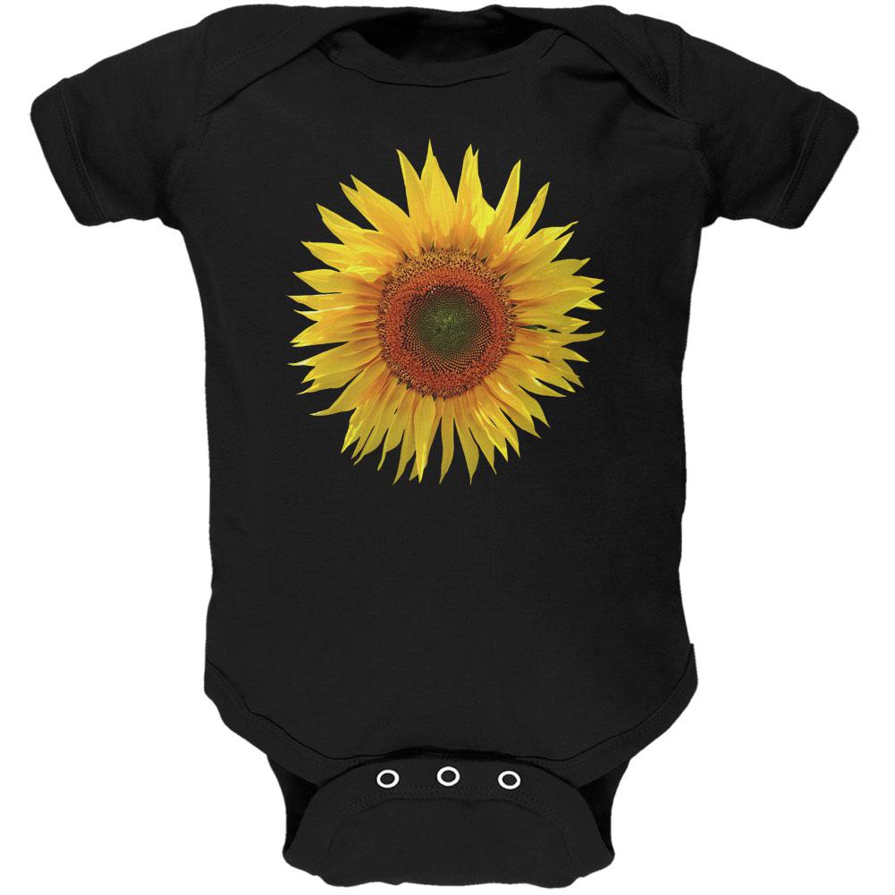 Giant Sunflower Soft Baby One Piece Baby One Piece Old Glory 0-3M Black