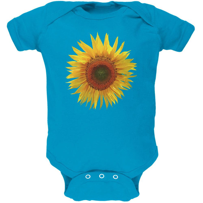 Giant Sunflower Soft Baby One Piece Baby One Piece Old Glory 0-3M Turquoise