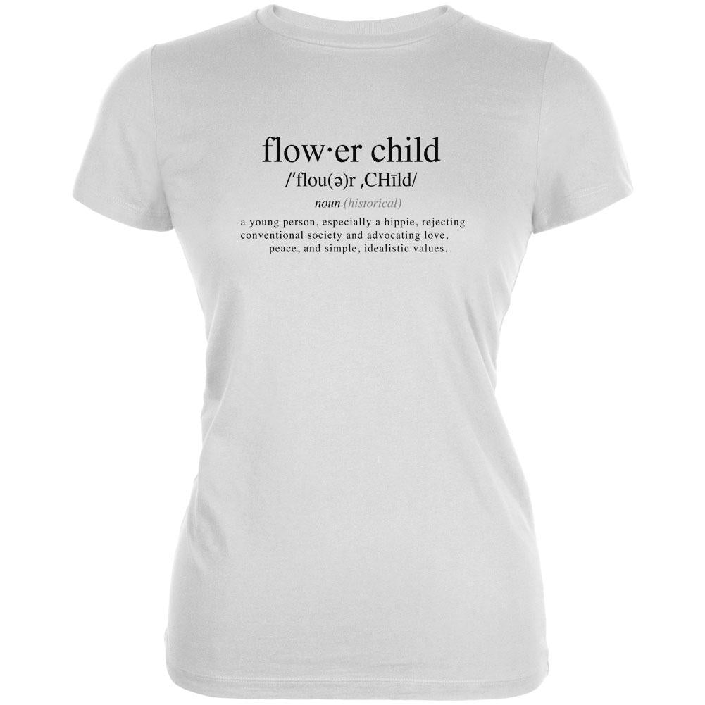 Flower Child Definition Juniors Soft T Shirt Juniors T-Shirts Old Glory 2XL White