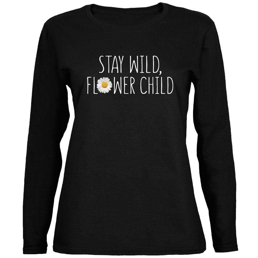 Stay Wild Flower Child Daisy Ladies' Relaxed Jersey Long-Sleeve Tee Women's Long Sleeves Old Glory 2XL Black