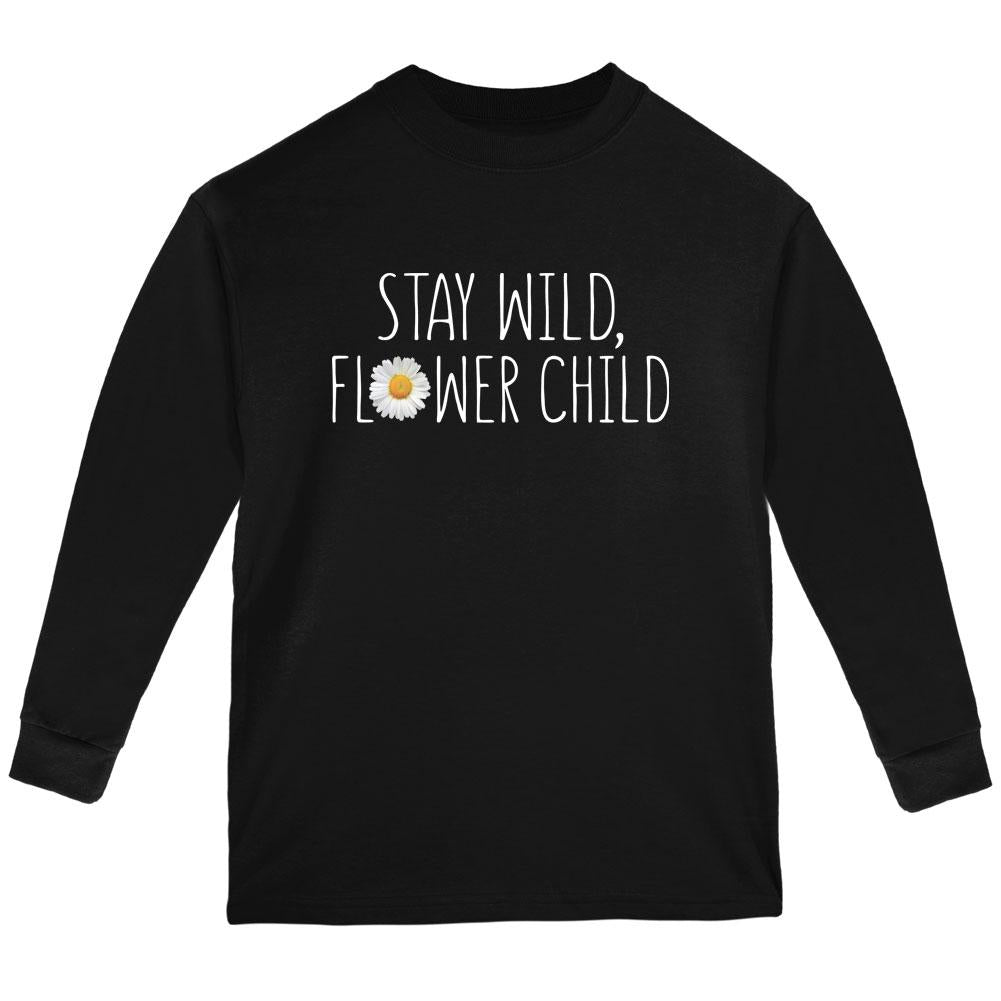 Stay Wild Flower Child Daisy Youth Long Sleeve T Shirt Youth Long Sleeves Old Glory LG Black