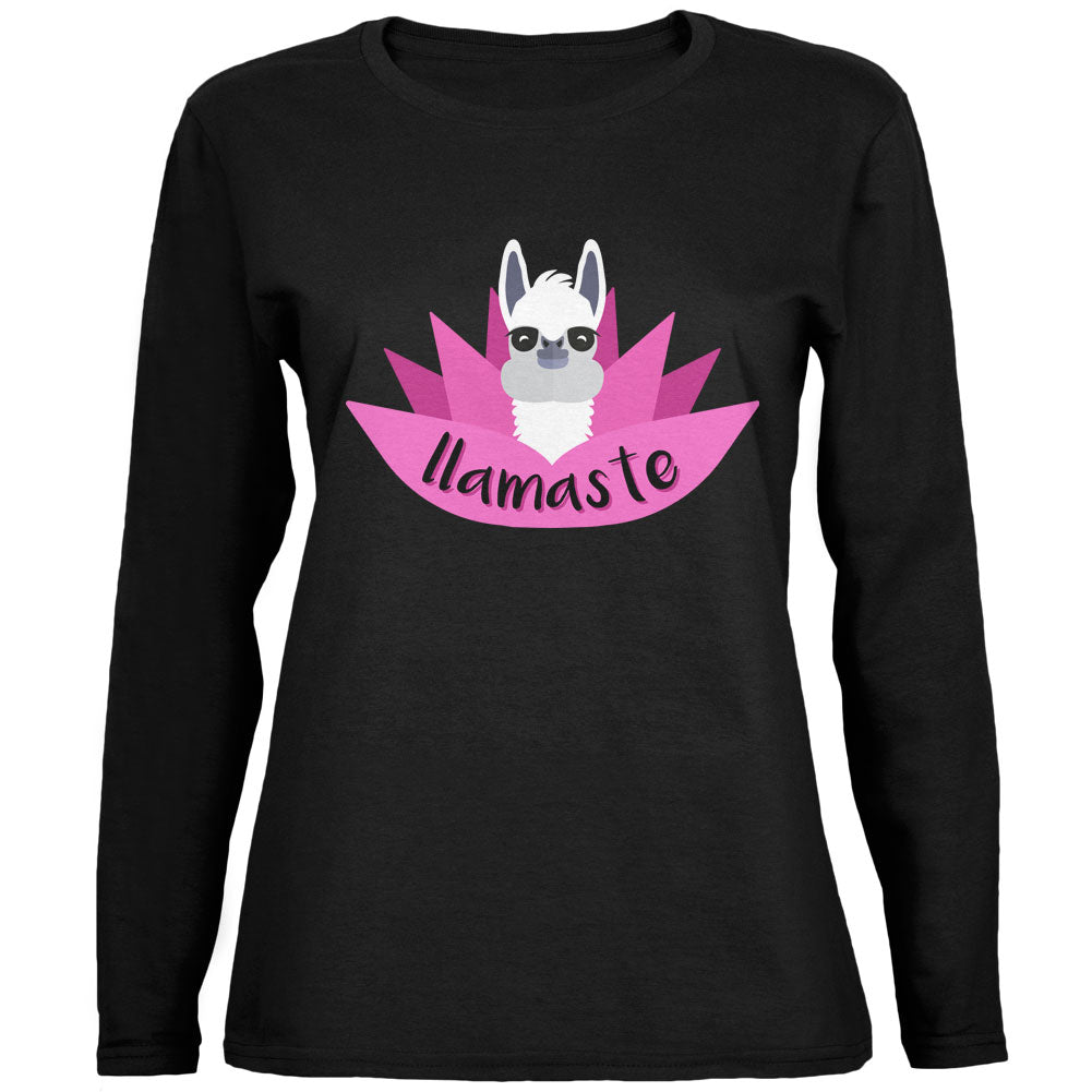Funny Llamaste Yoga Llama Namaste Ladies' Relaxed Jersey Long-Sleeve Tee Women's Long Sleeves Old Glory 2XL Black