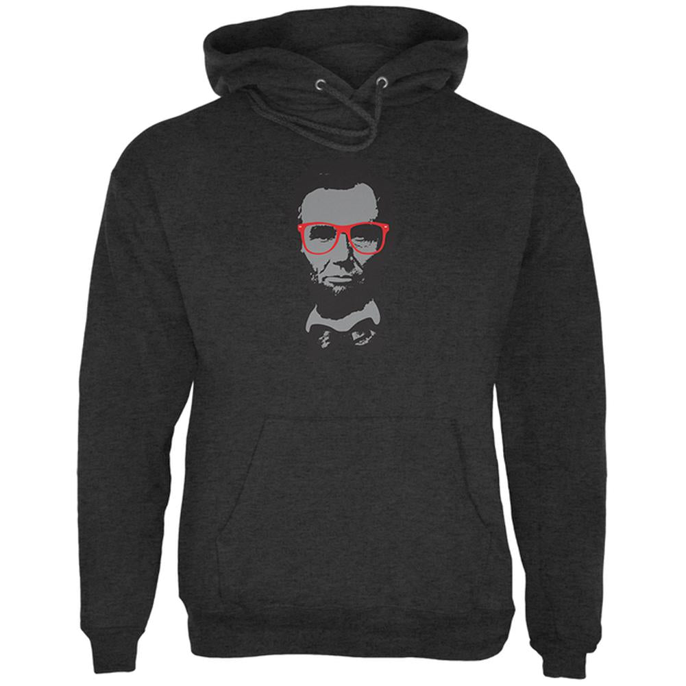 Hipster Abraham Lincoln Geek Glasses Mens Hoodie Men's Hoodies Old Glory 2XL Charcoal Heather