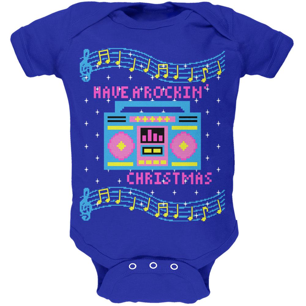 Retro Boombox Music Have a Rockin' Ugly Christmas Sweater Soft Baby One Piece Baby One Piece Old Glory 0-3M Royal