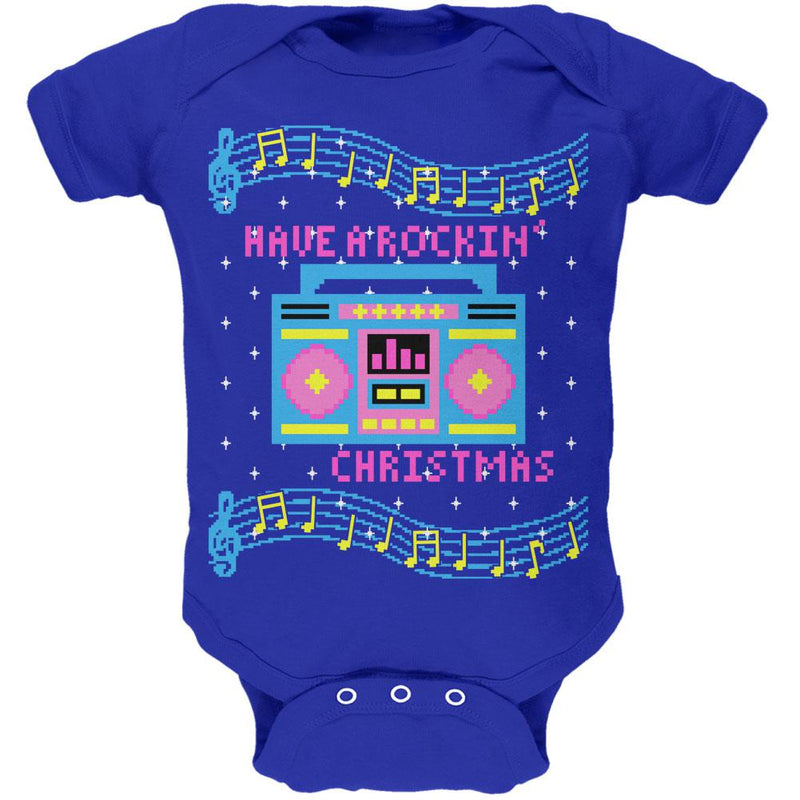 Retro Boombox Music Have a Rockin' Ugly Christmas Sweater Soft Baby One Piece Baby One Piece Old Glory 0-3M Royal